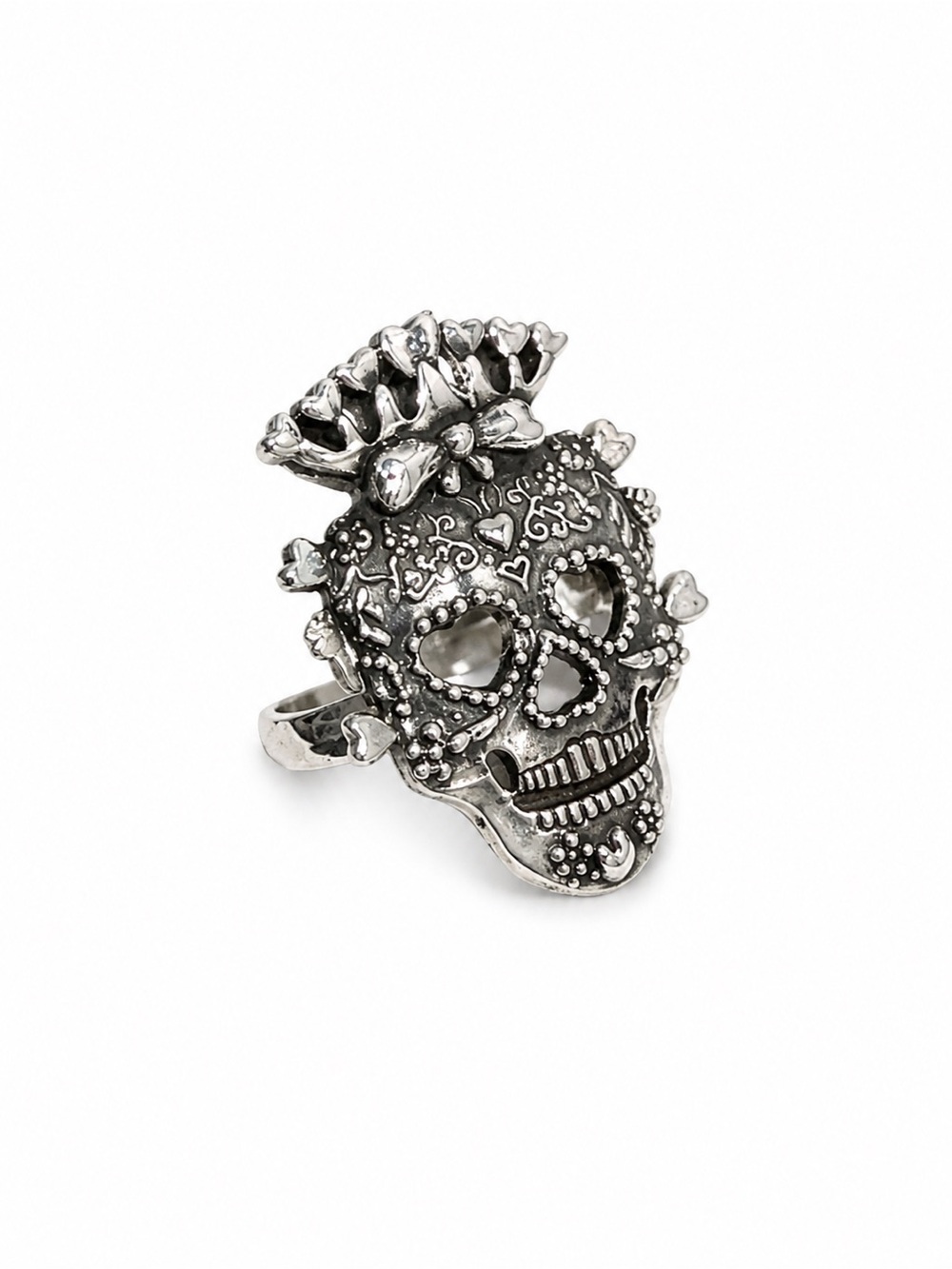 Silver Day of the Dead Skull Ring - Women Jewelry
